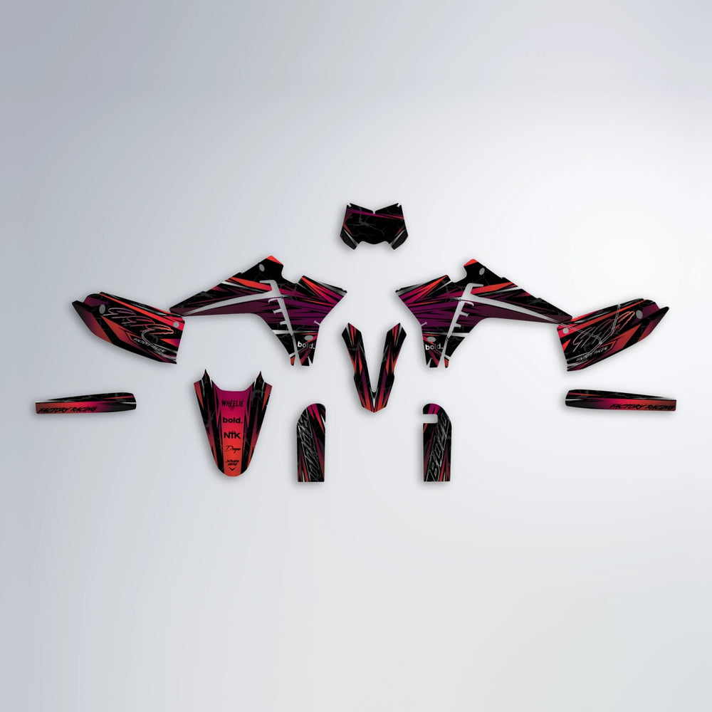 REDRUM Fantic graphics kit parts layout in Black & Red