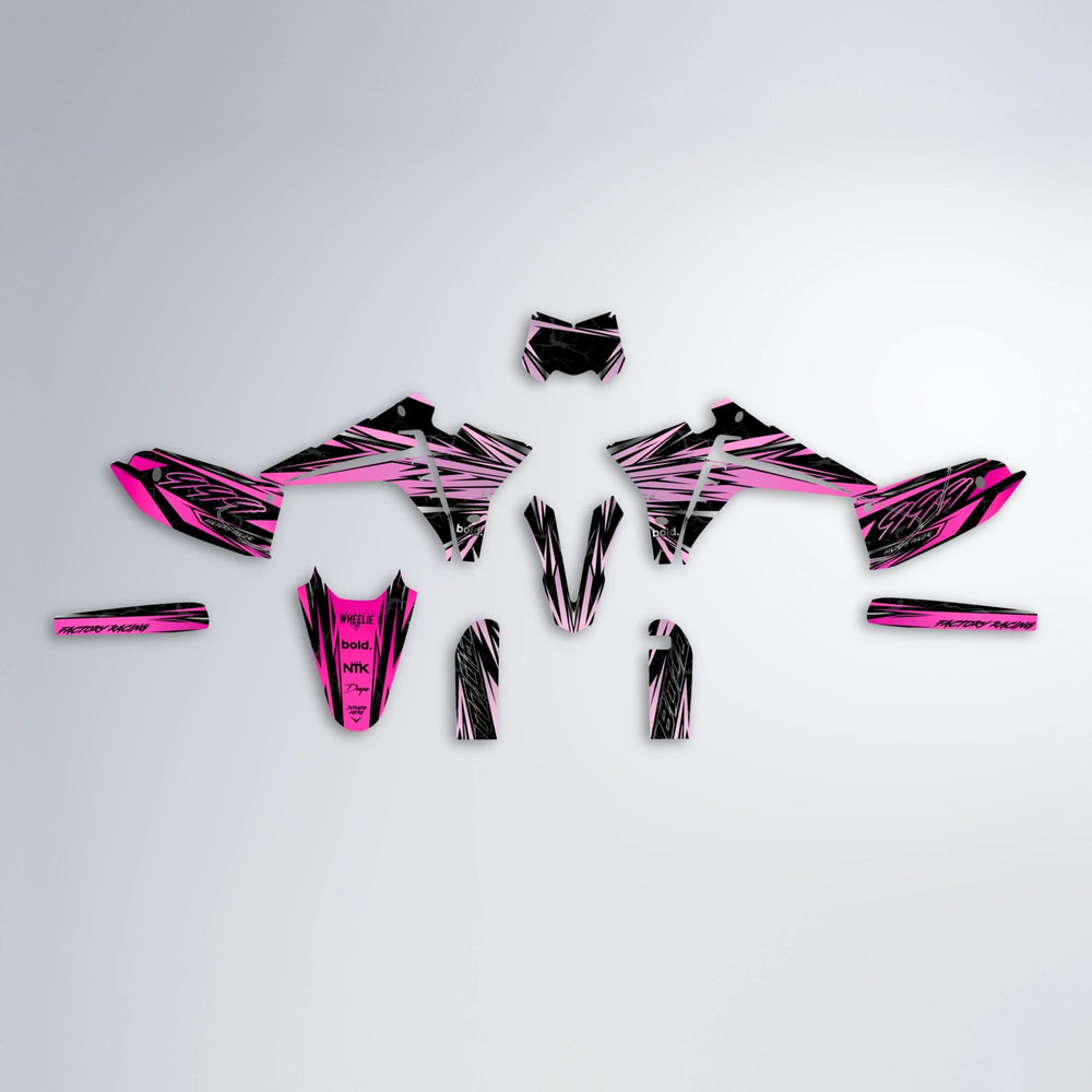REDRUM Fantic graphics kit parts layout in Flamingo