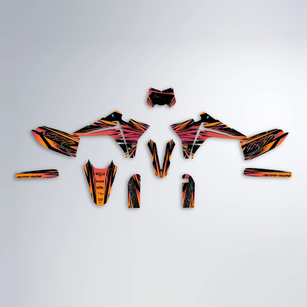 REDRUM Fantic graphics kit parts layout in Orange
