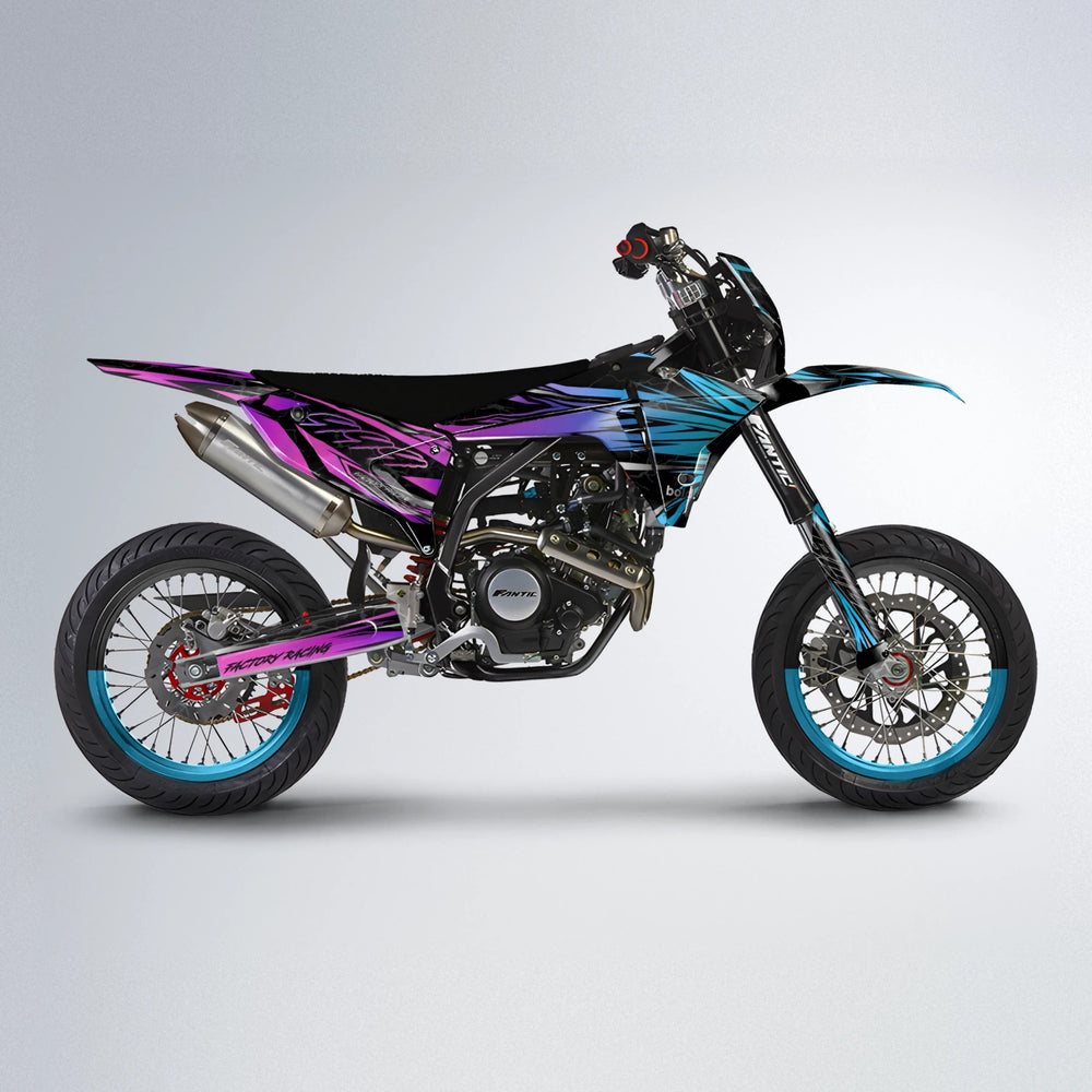 REDRUM Fantic supermoto graphics kit in Pink & Light Blue