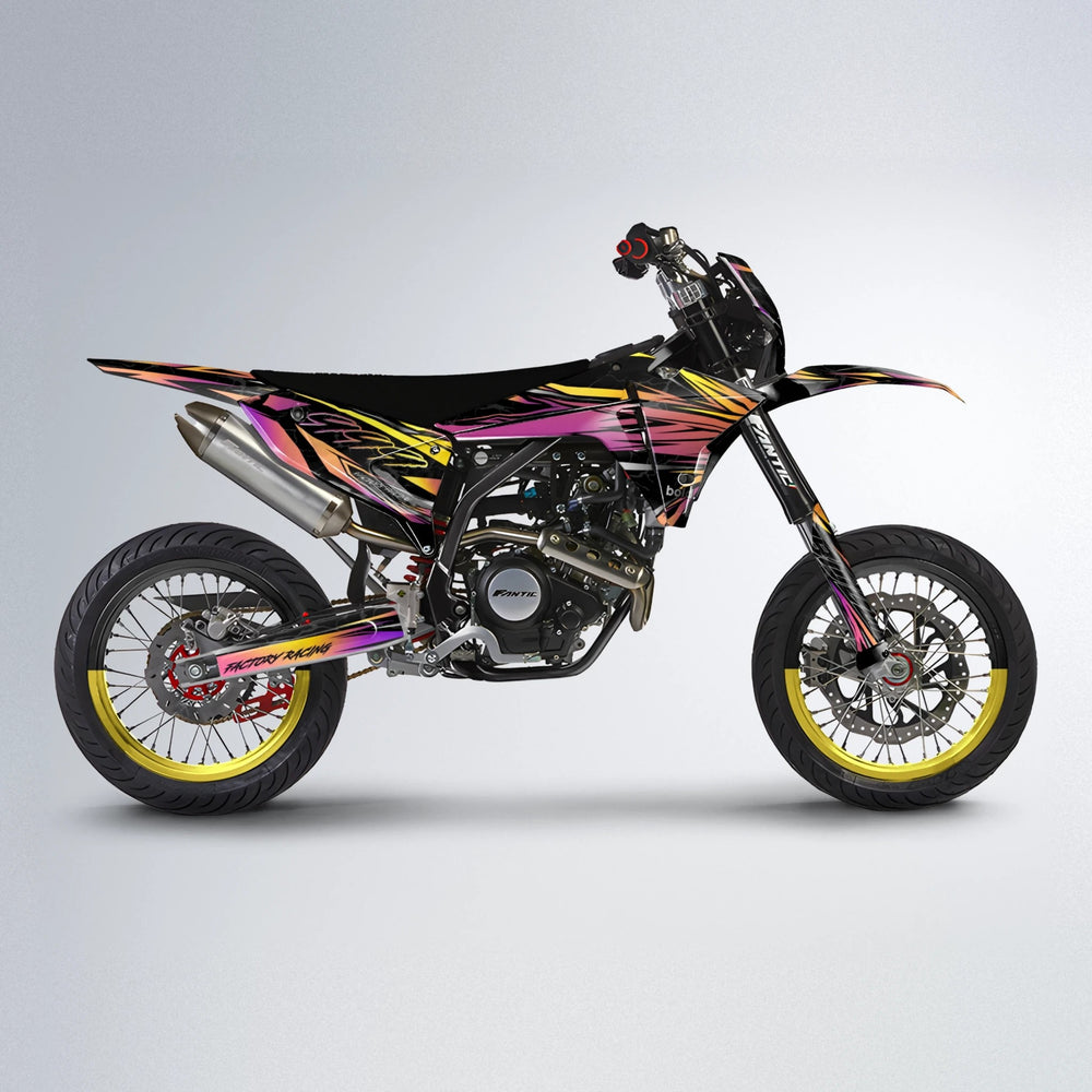 REDRUM Fantic supermoto graphics kit in Pink & Yellow