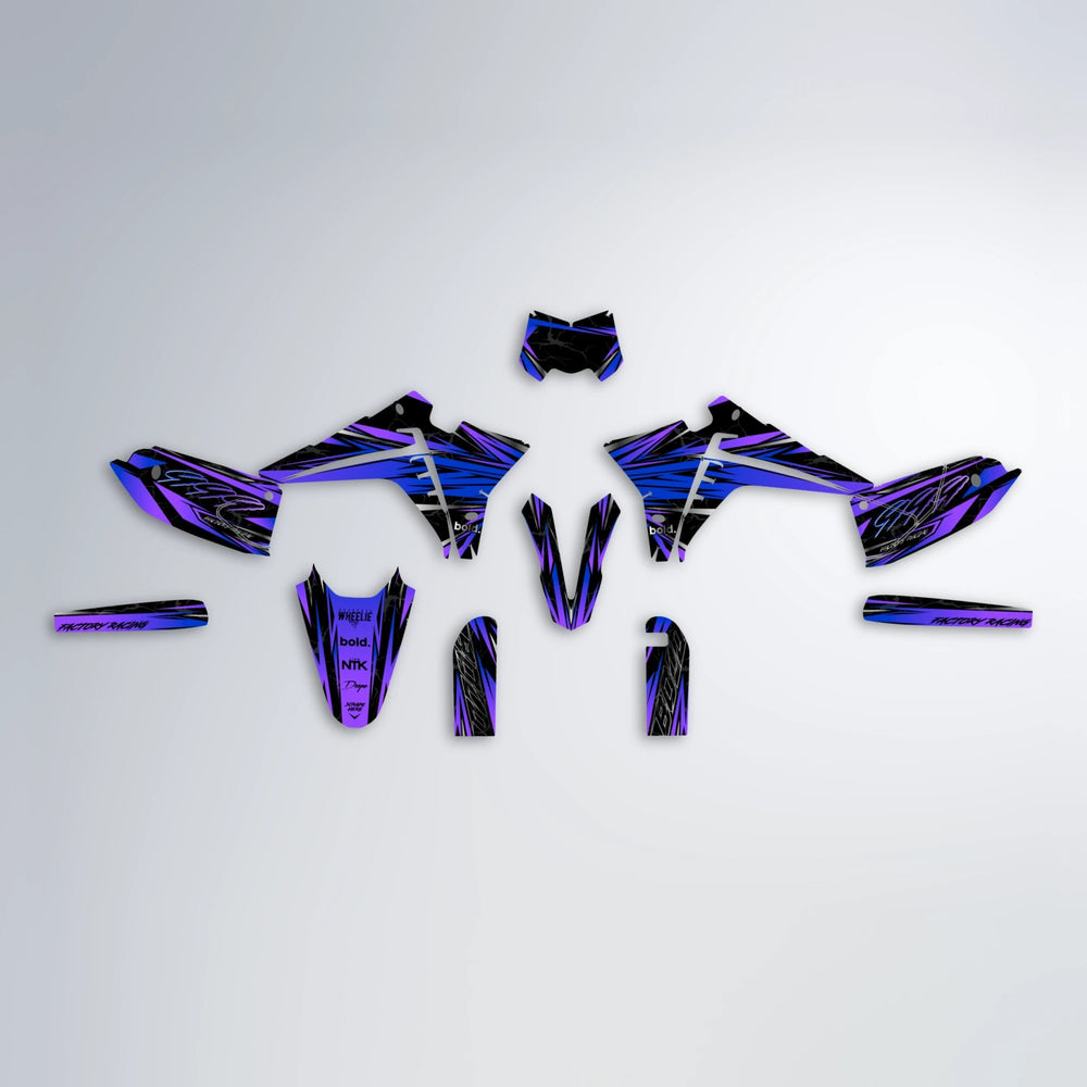 REDRUM Fantic graphics kit parts layout in Purple