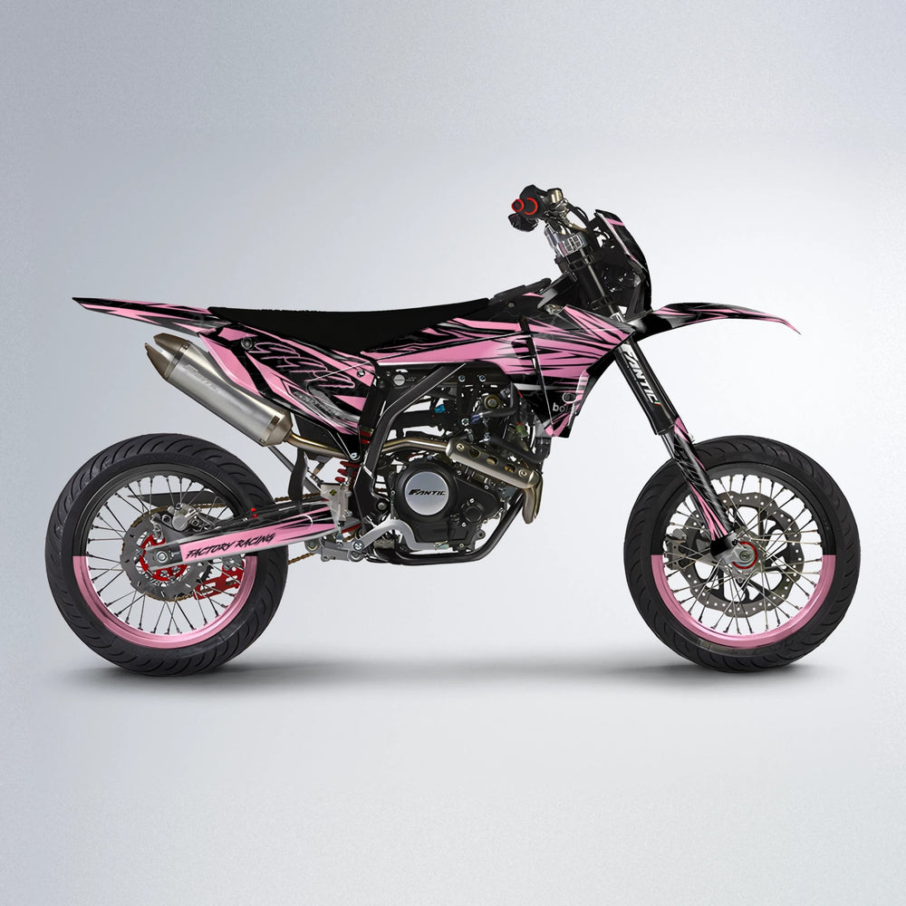 REDRUM Fantic supermoto graphics kit in Sakura Pink