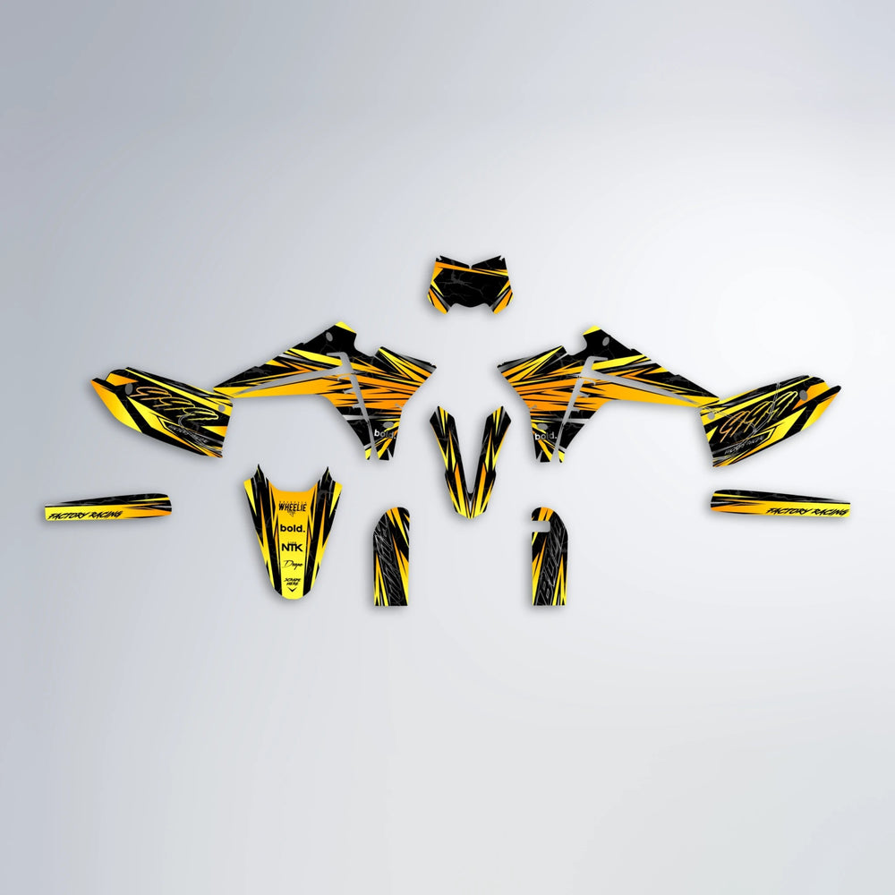 REDRUM Fantic graphics kit parts layout in Yellow