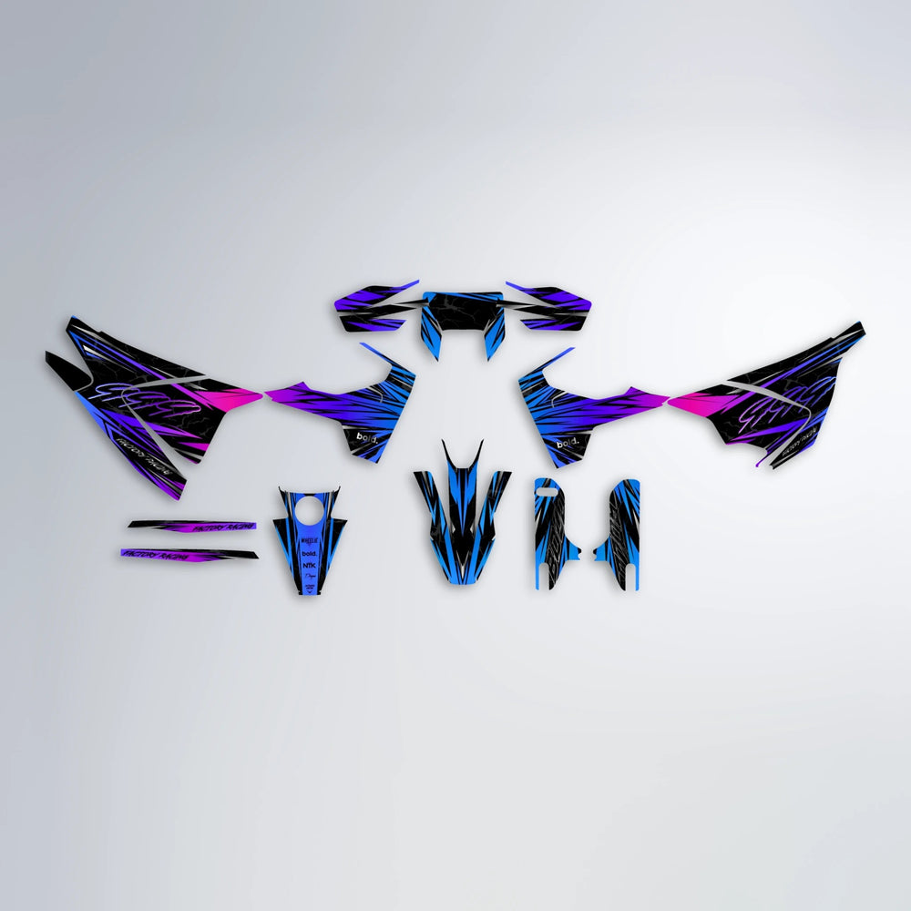 REDRUM Husqvarna 701 graphics kit parts layout in Blue Purple Fade