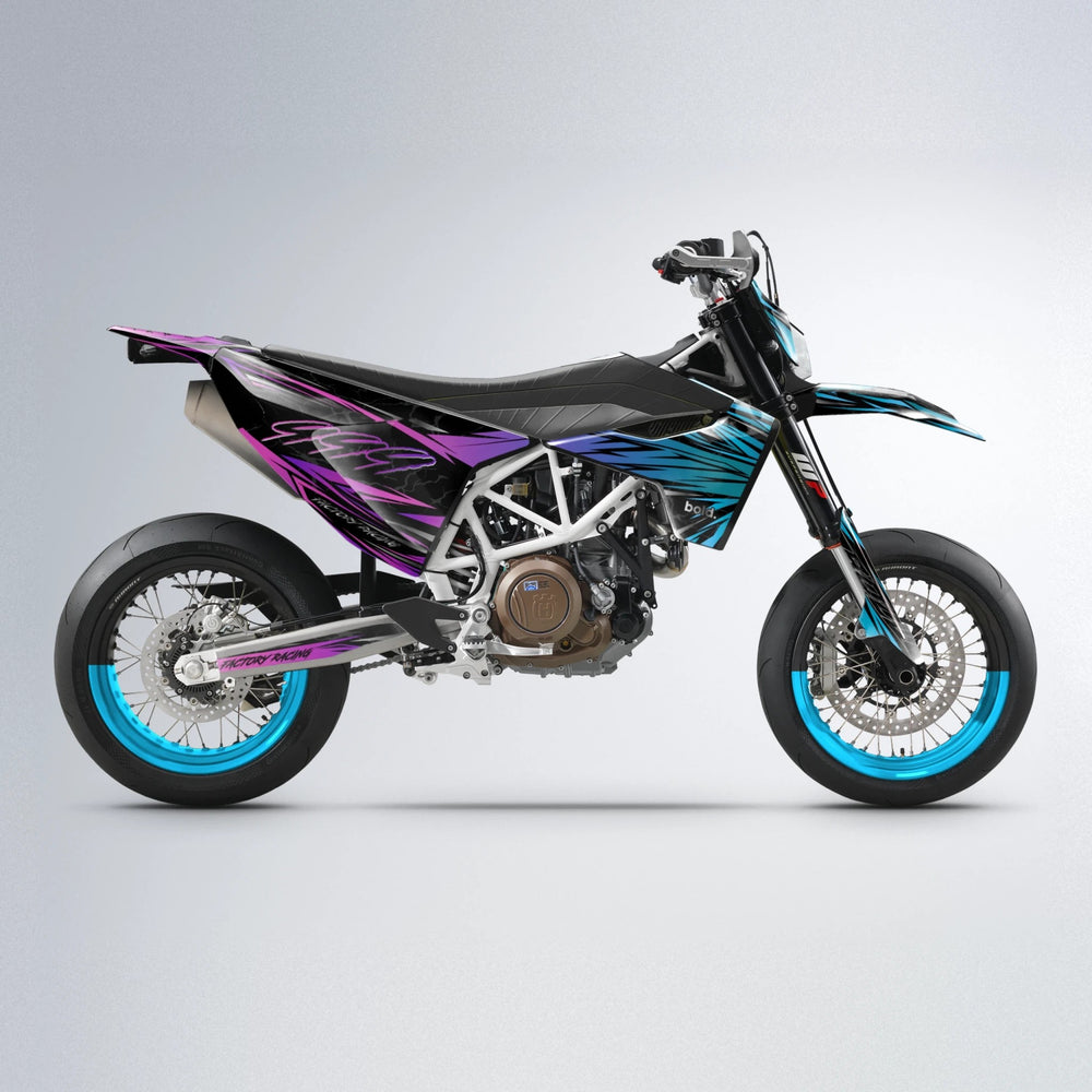 REDRUM Husqvarna 701 supermoto graphics kit in Pink & Light Blue
