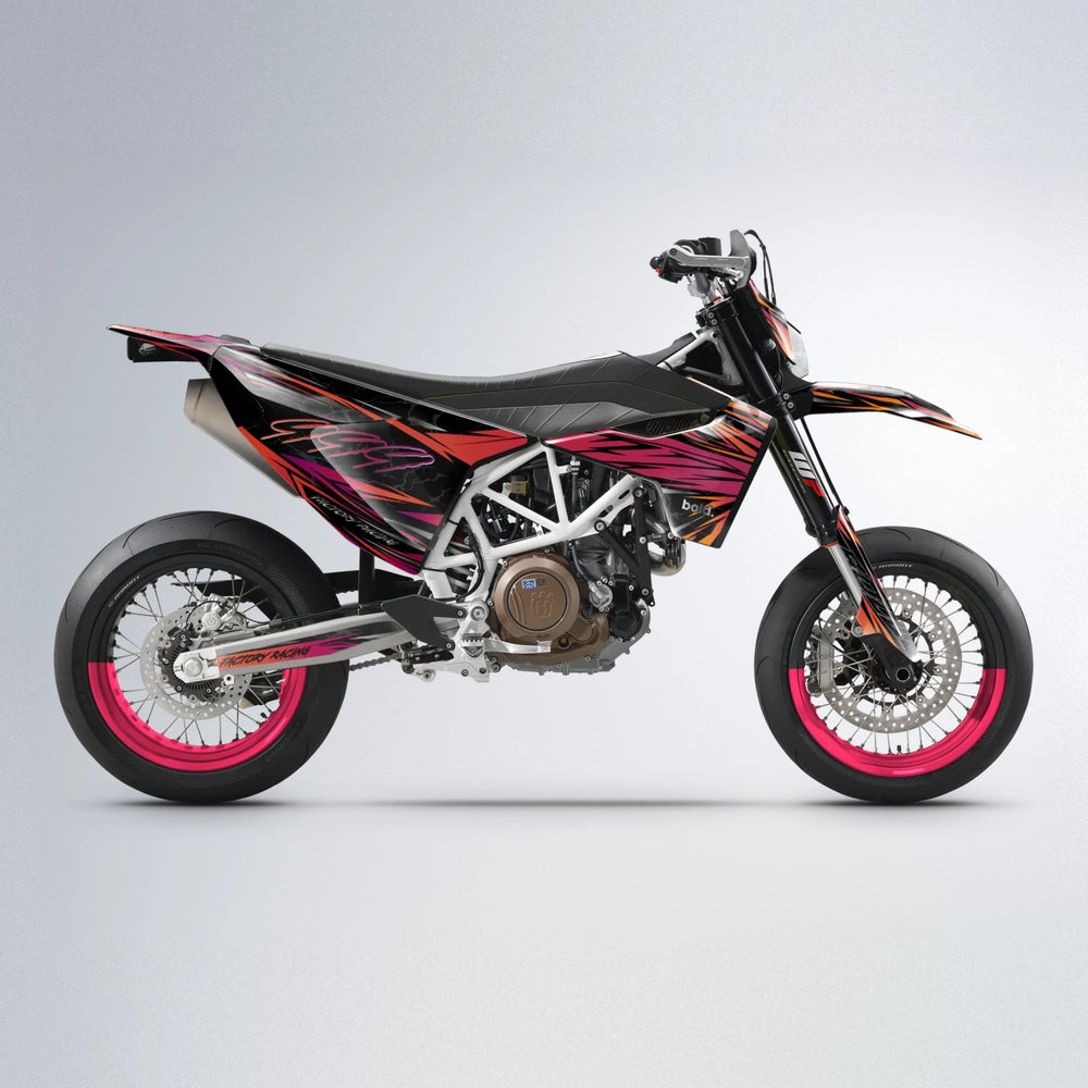 REDRUM Husqvarna 701 supermoto graphics kit in Red & Orange