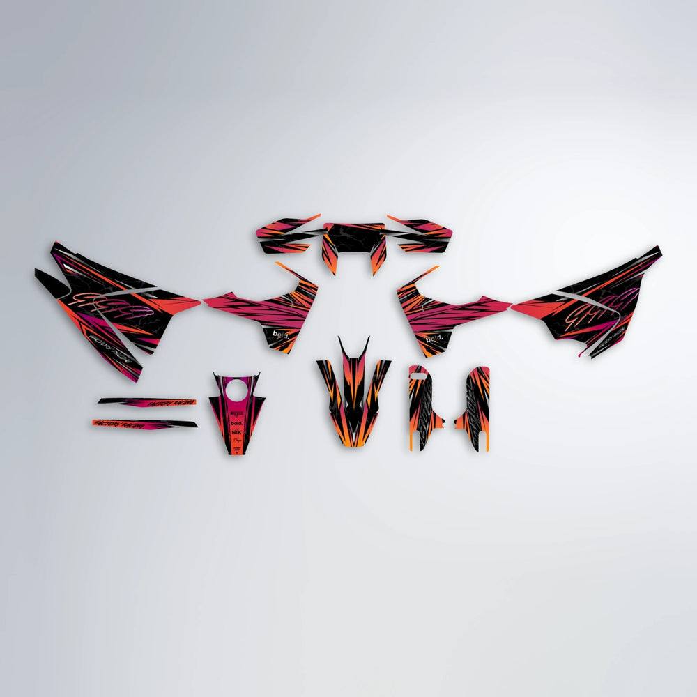 REDRUM Husqvarna 701 graphics kit parts layout in Red & Orange