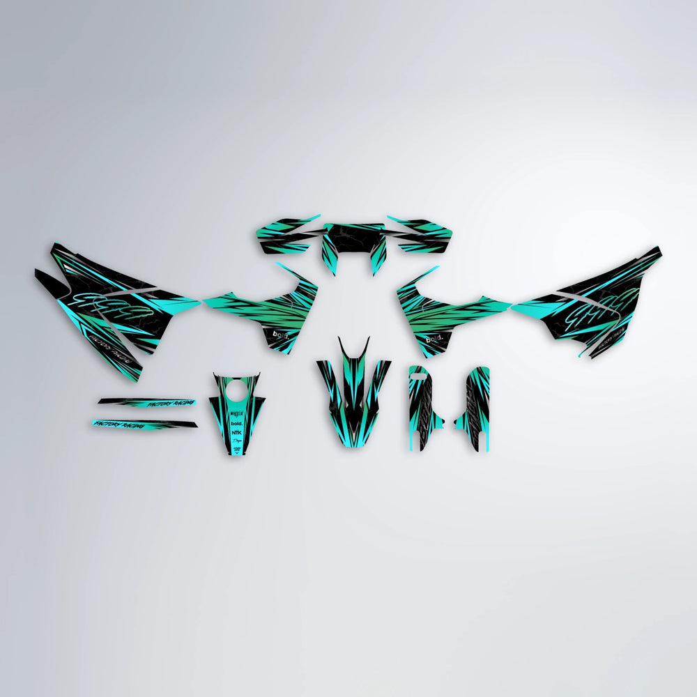 REDRUM Husqvarna 701 graphics kit parts layout in Teal
