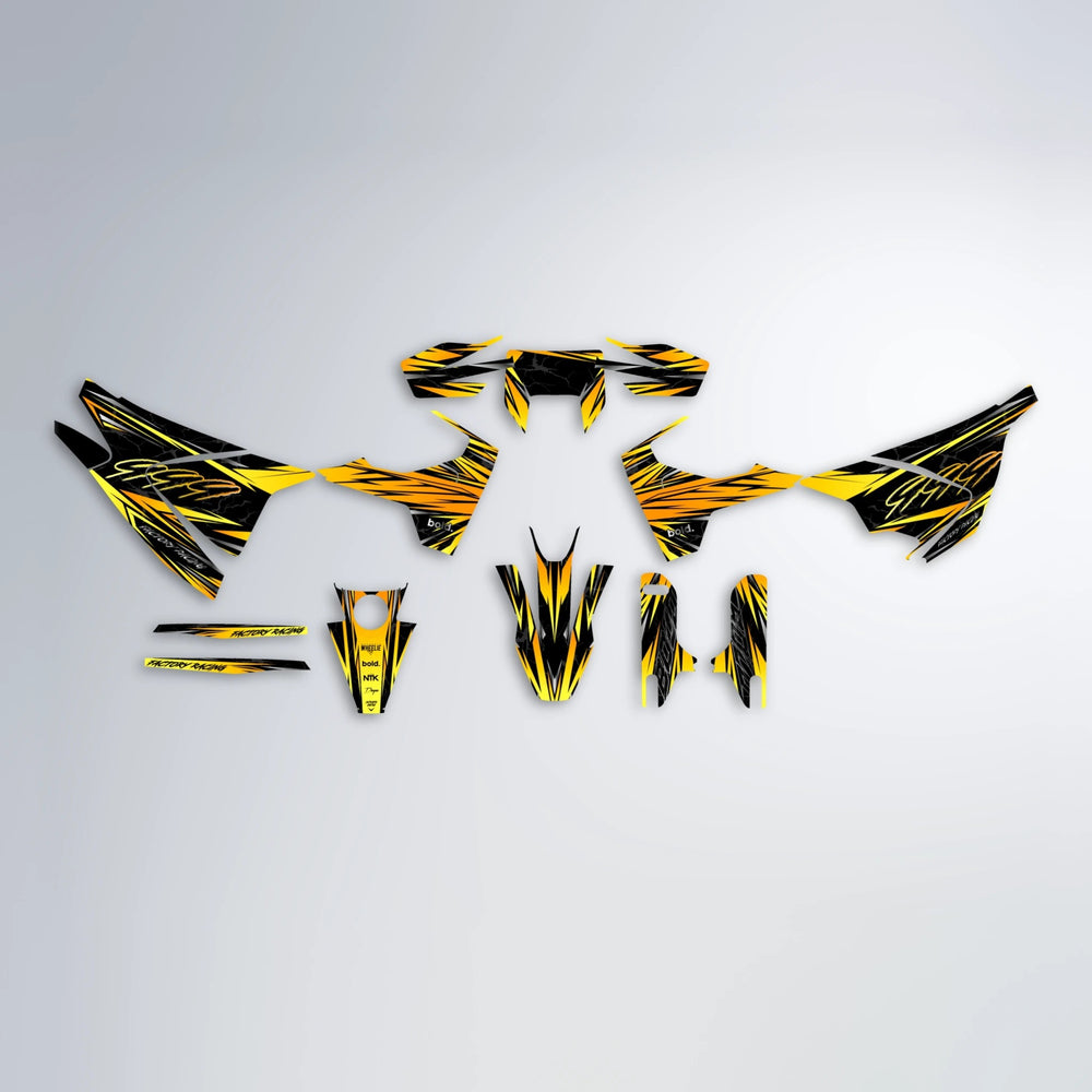 REDRUM Husqvarna 701 graphics kit parts layout in Yellow