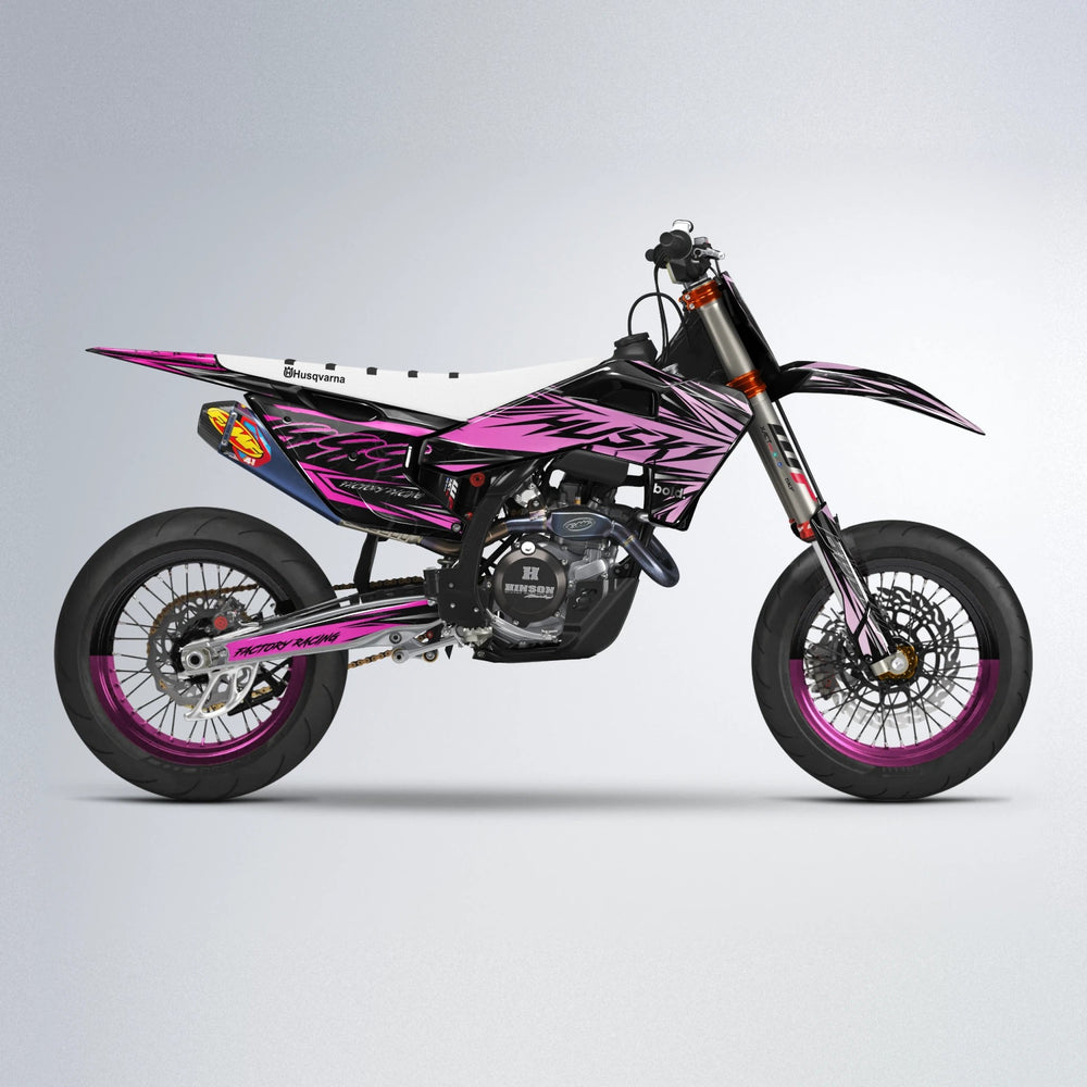 REDRUM Husqvarna FE/TE supermoto graphics kit in Flamingo