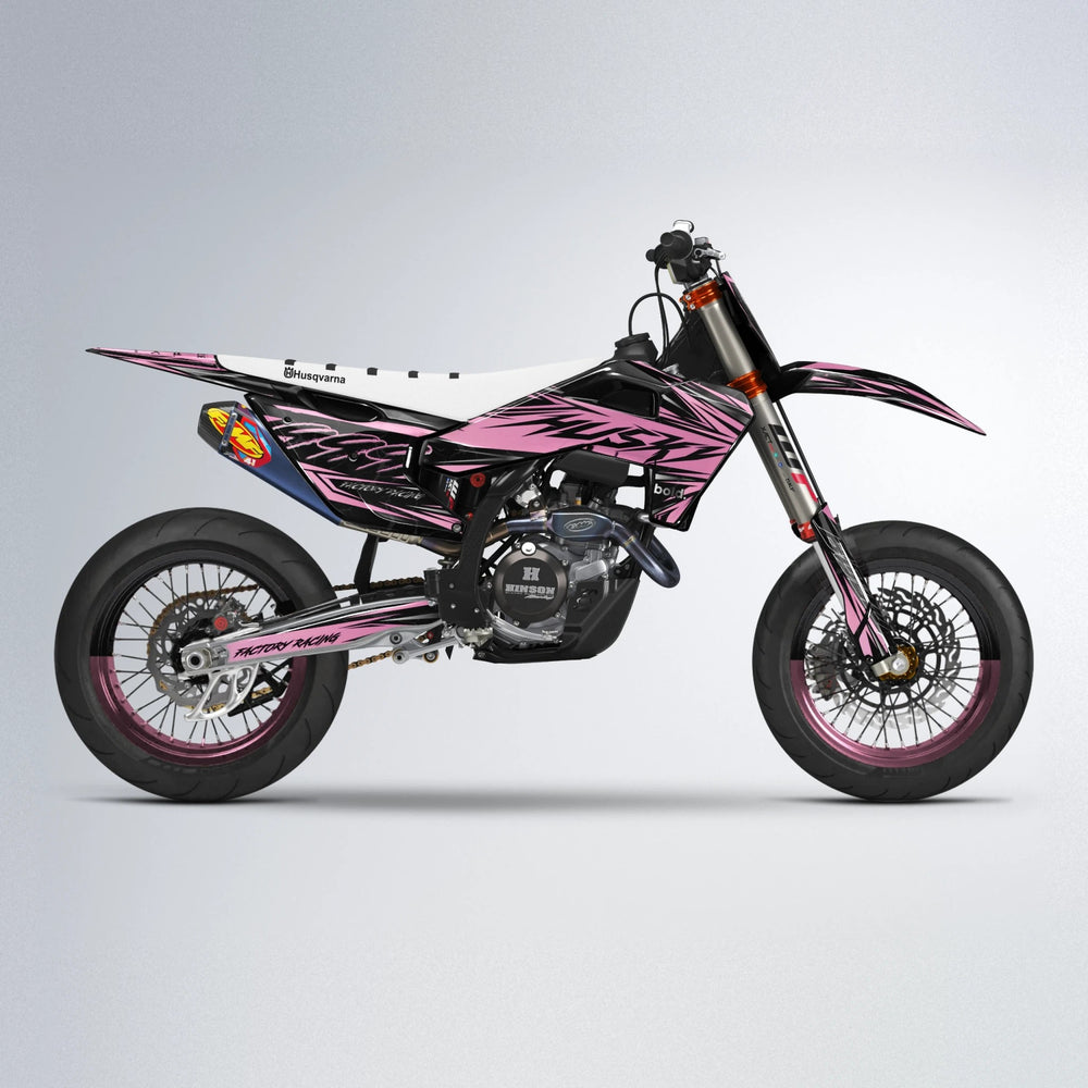 REDRUM Husqvarna FE/TE supermoto graphics kit in Sakura Pink