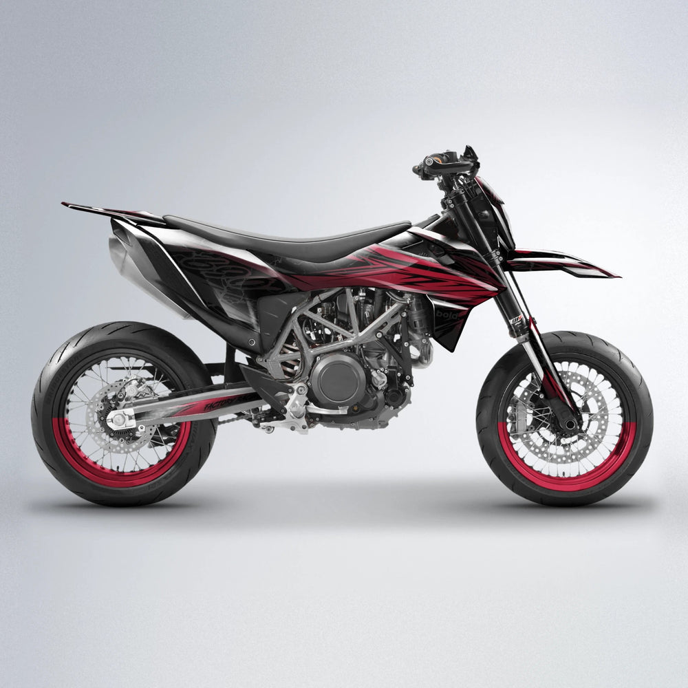REDRUM KTM SMC 690 supermoto graphics kit in Black & Red