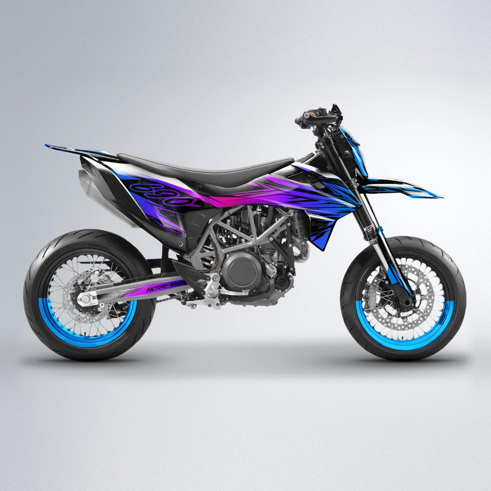 REDRUM KTM SMC 690 supermoto graphics kit in Blue Purple Fade