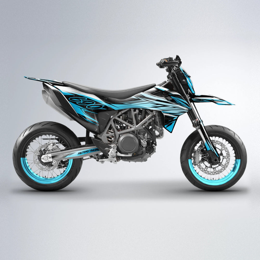 REDRUM KTM SMC 690 supermoto graphics kit in Light Blue & White