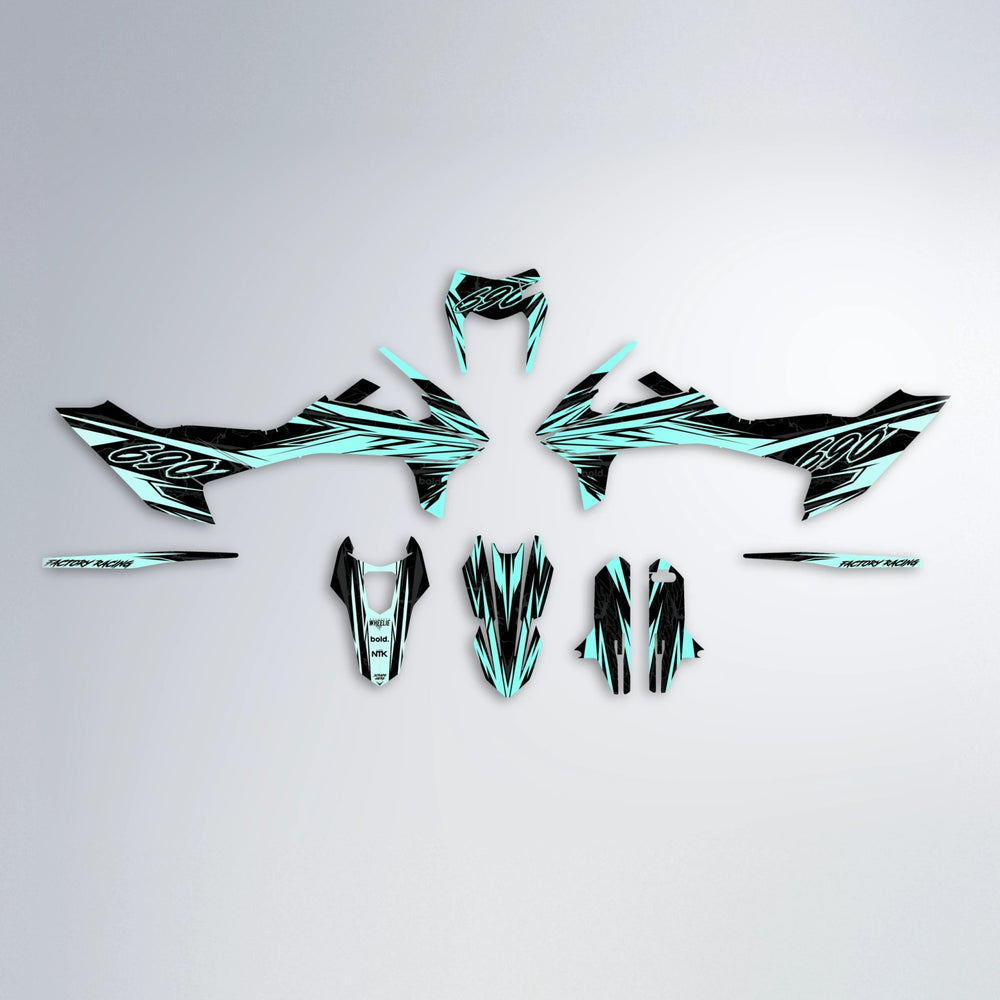 REDRUM KTM SMC 690 graphics kit parts layout in Mint