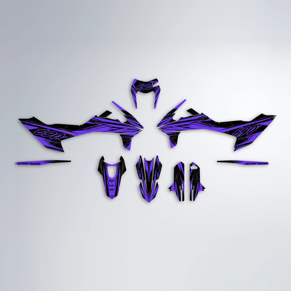 REDRUM KTM SMC 690 graphics kit parts layout in Purple