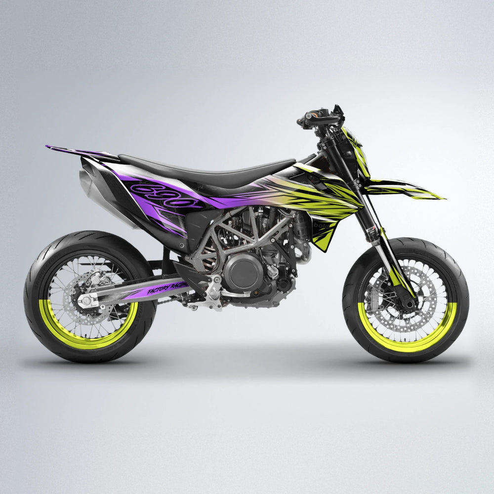 REDRUM KTM SMC 690 supermoto graphics kit in Purple & Yellow