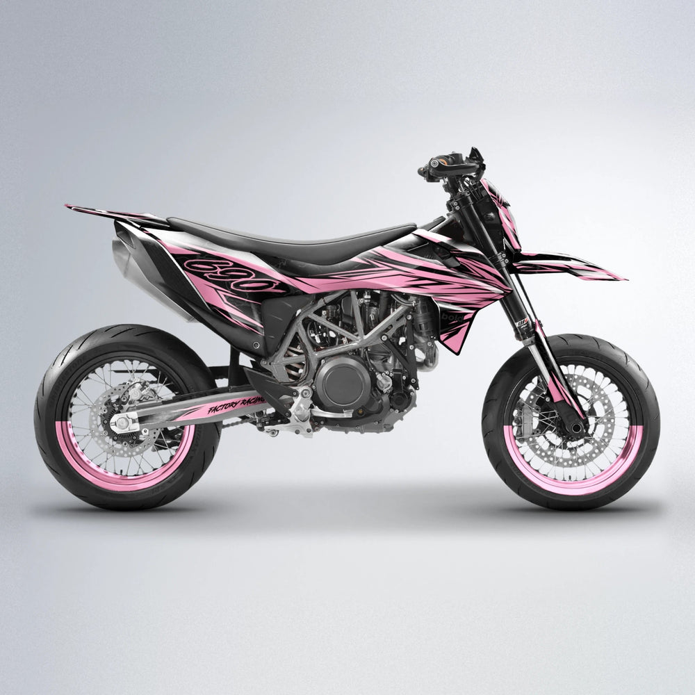 REDRUM KTM SMC 690 supermoto graphics kit in Sakura Pink
