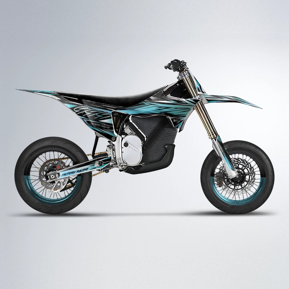 REDRUM Stark Varg SM supermoto graphics kit in Light Blue & White