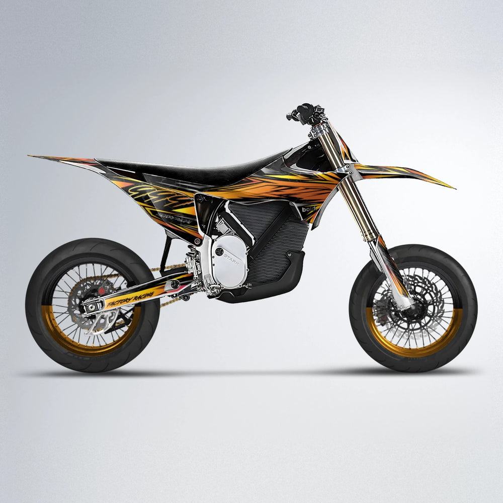 REDRUM Stark Varg SM supermoto graphics kit in Orange & Yellow