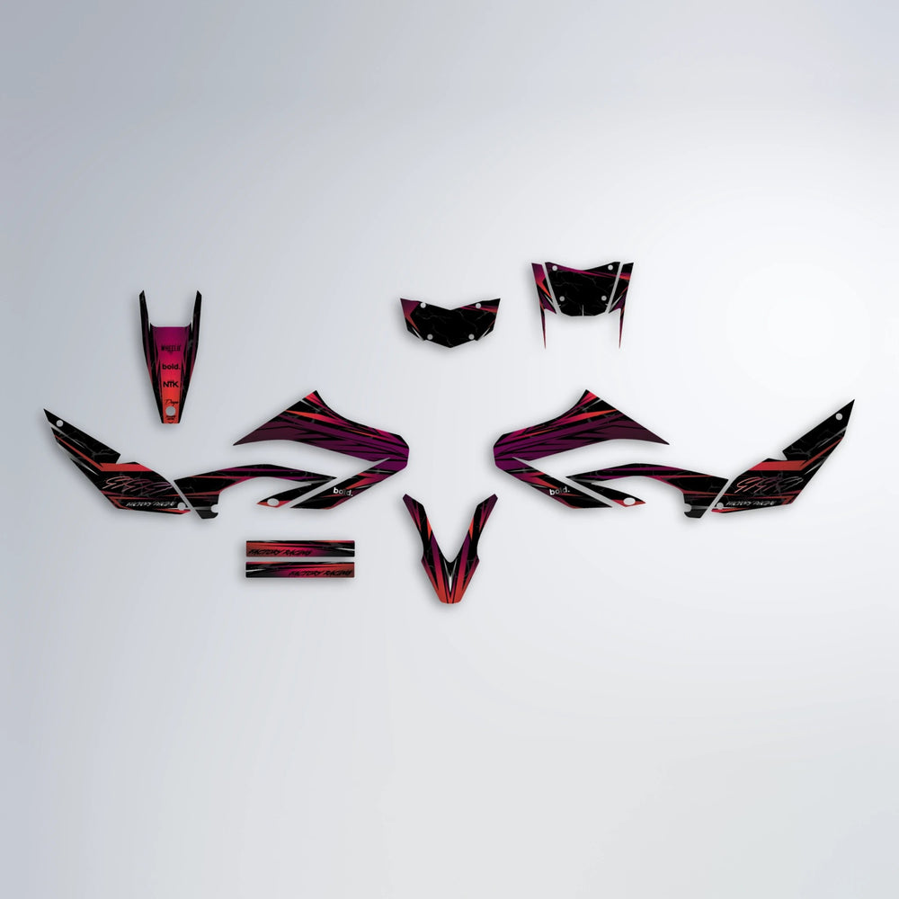 REDRUM Yamaha WR 125X graphics kit parts layout in Black & Red
