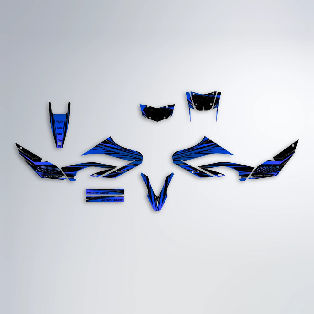 REDRUM Yamaha WR 125X graphics kit parts layout in Blue