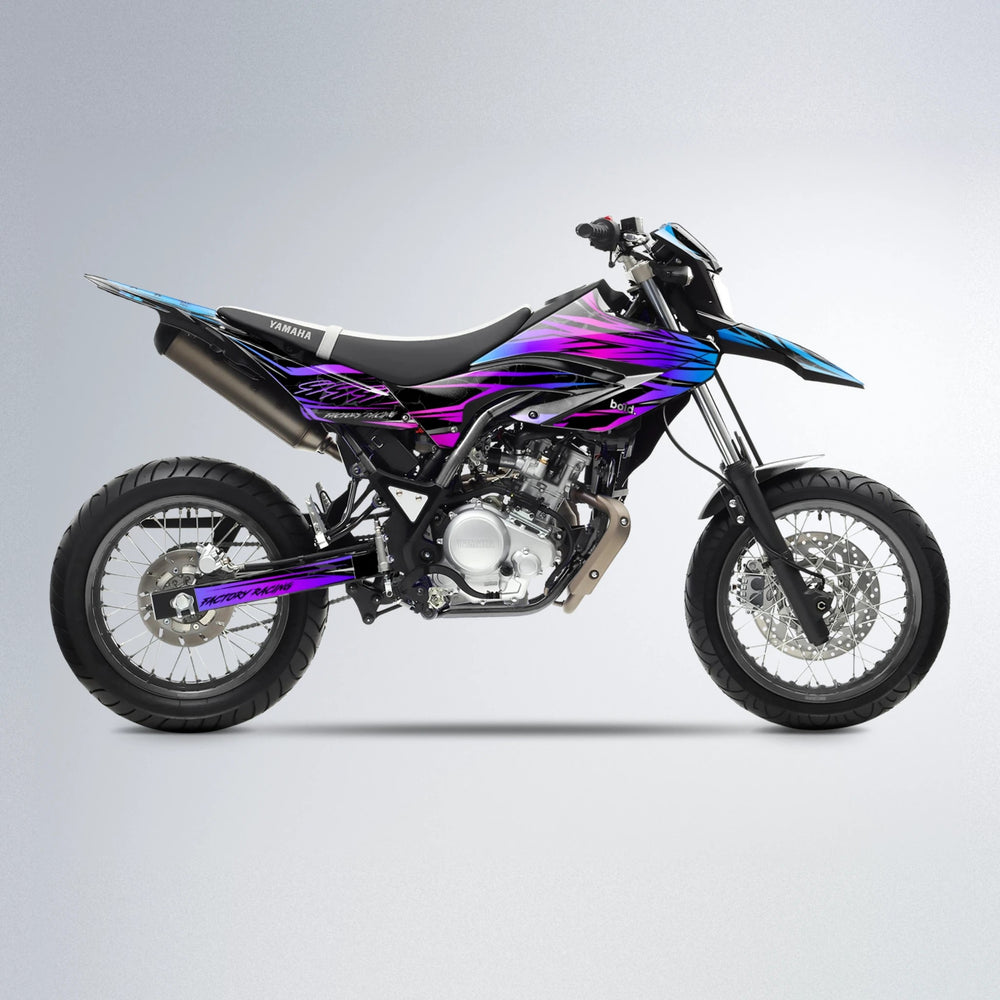 REDRUM Yamaha WR 125X supermoto graphics kit in Blue Purple Fade