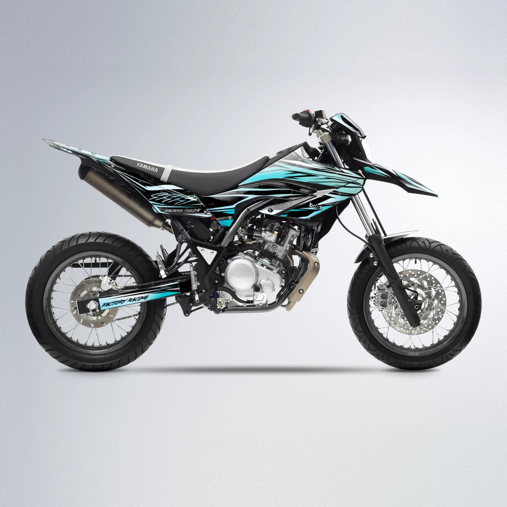 REDRUM Yamaha WR 125X supermoto graphics kit in Light Blue & White