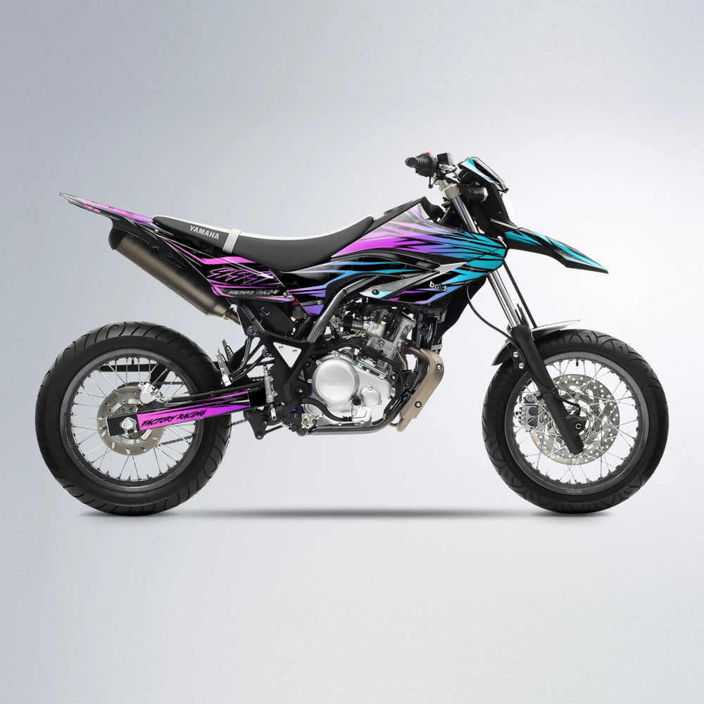 REDRUM Yamaha WR 125X supermoto graphics kit in Pink & Light Blue