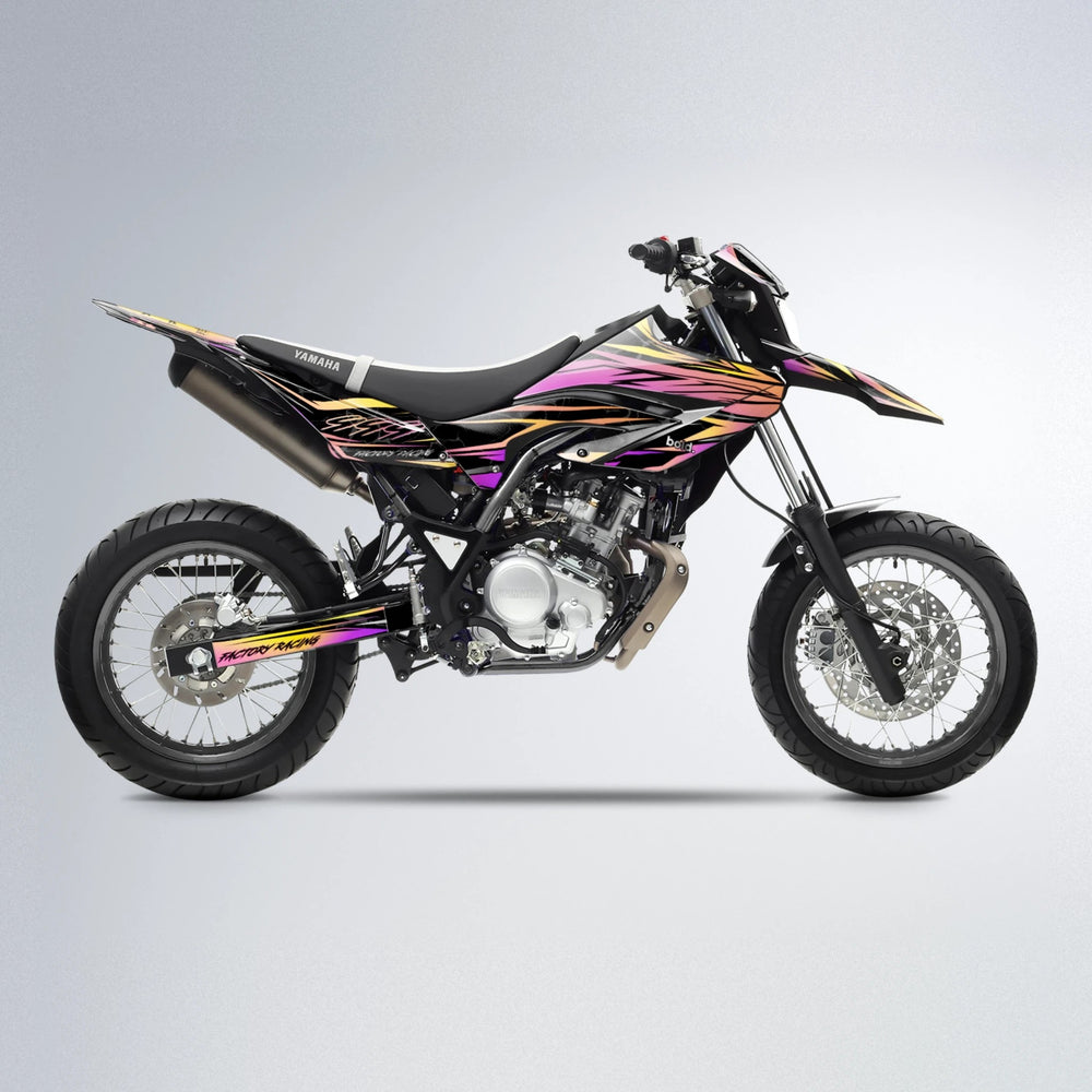 REDRUM Yamaha WR 125X supermoto graphics kit in Pink & Yellow