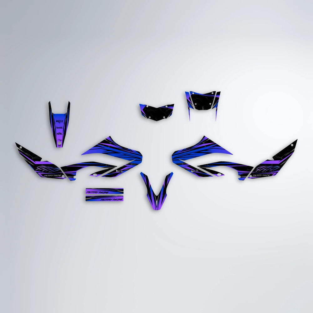 REDRUM Yamaha WR 125X graphics kit parts layout in Purple