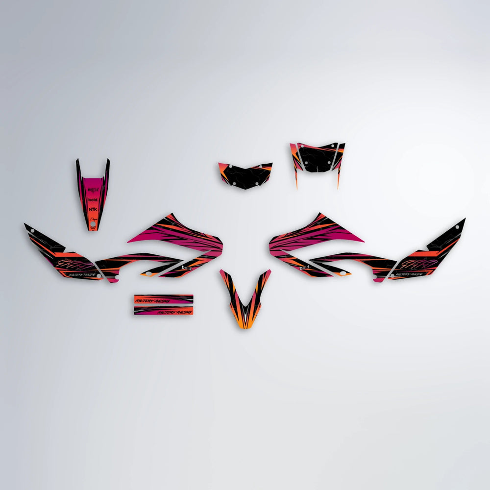 REDRUM Yamaha WR 125X graphics kit parts layout in Red & Orange