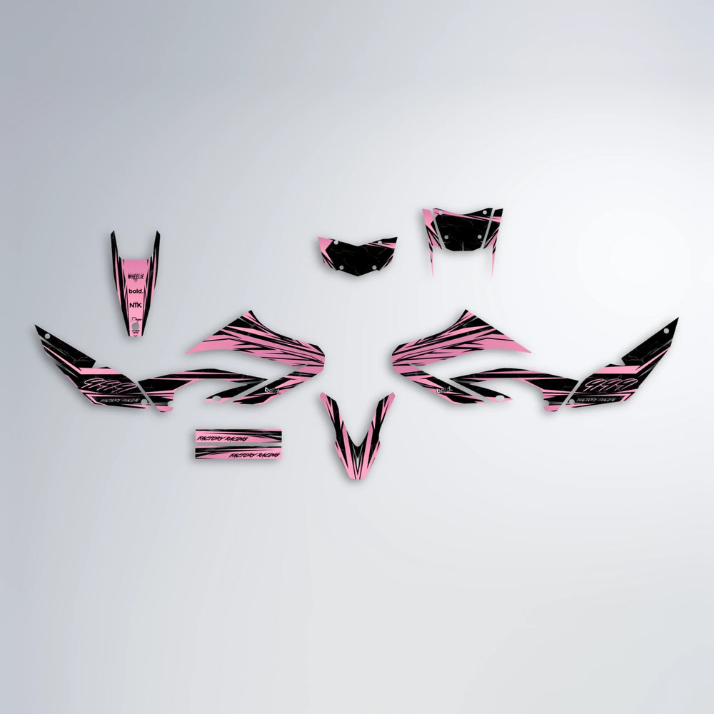 REDRUM Yamaha WR 125X graphics kit parts layout in Sakura Pink