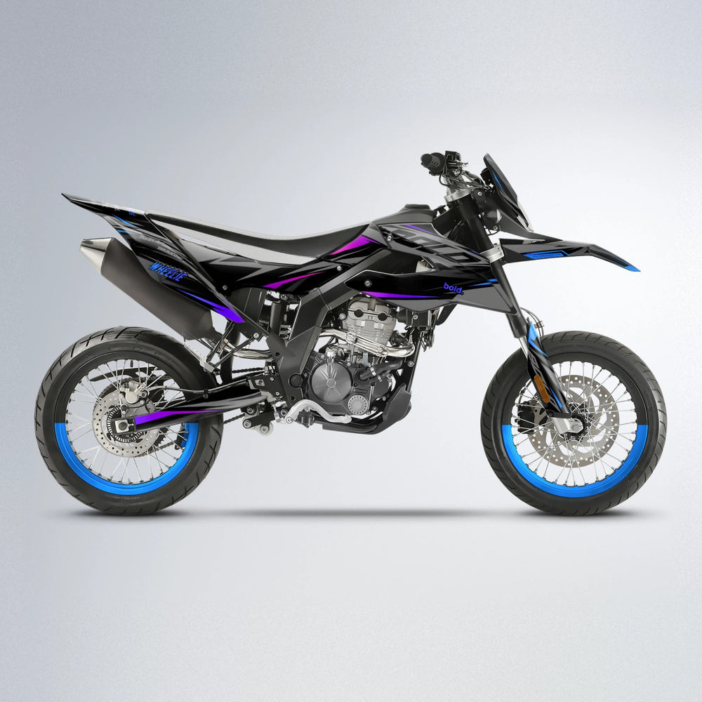 RETAIN Aprilia SX 125 supermoto graphics kit in Blue Purple Fade