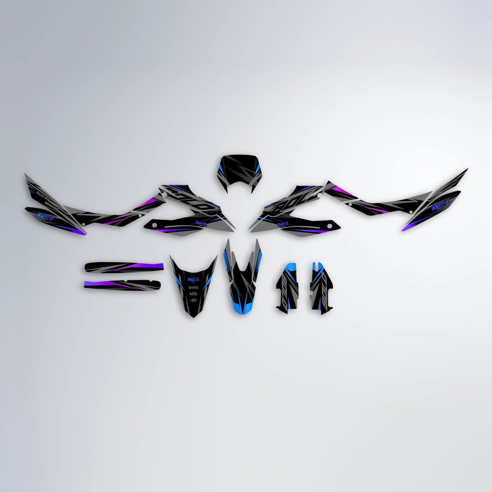 RETAIN Aprilia SX 125 graphics kit parts layout in Blue Purple Fade