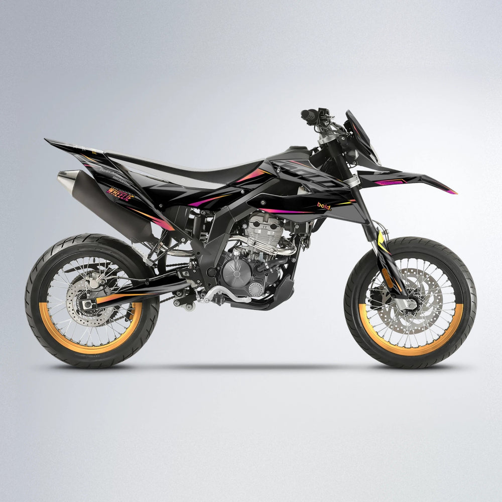 RETAIN Aprilia SX 125 supermoto graphics kit in Pink & Yellow
