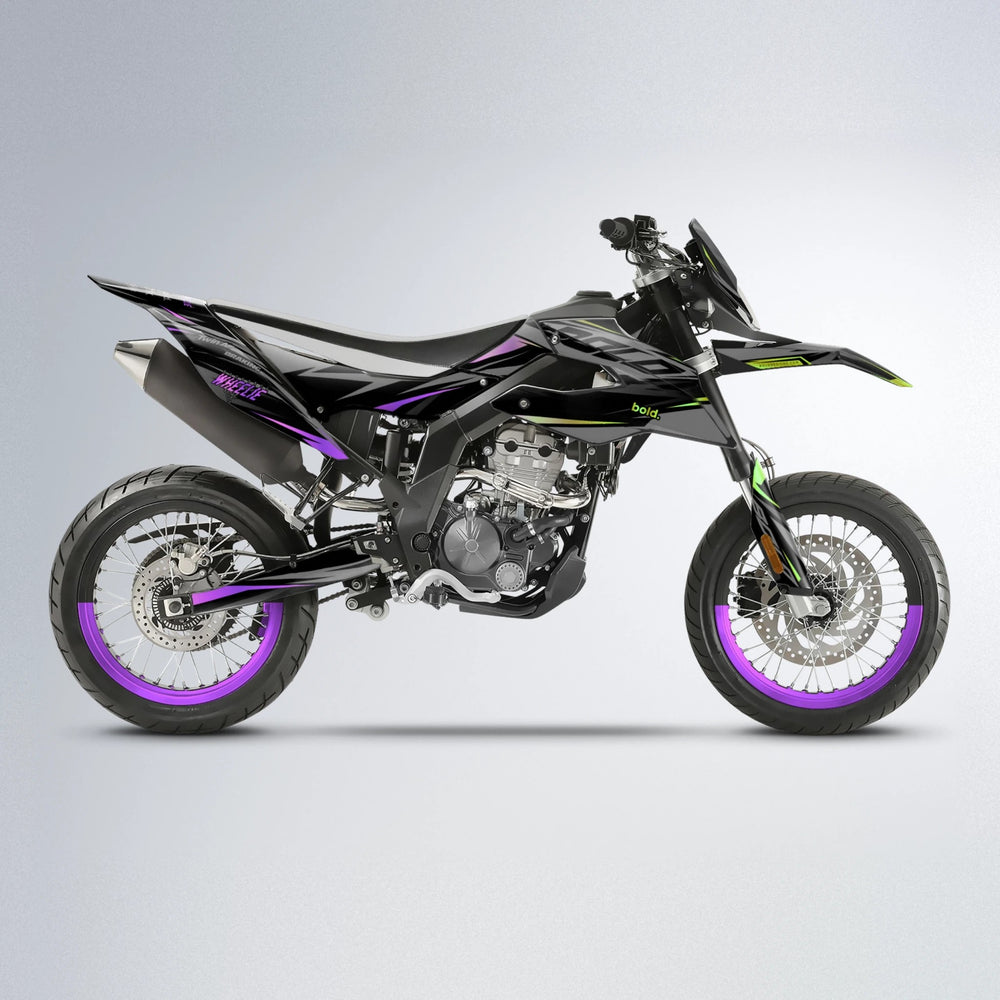 RETAIN Aprilia SX 125 supermoto graphics kit in Purple & Yellow