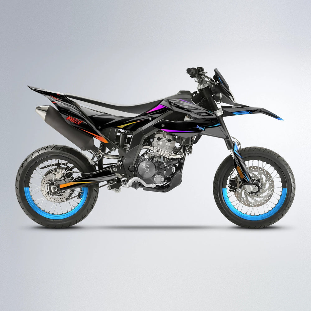 RETAIN Aprilia SX 125 supermoto graphics kit in Sunset Fade