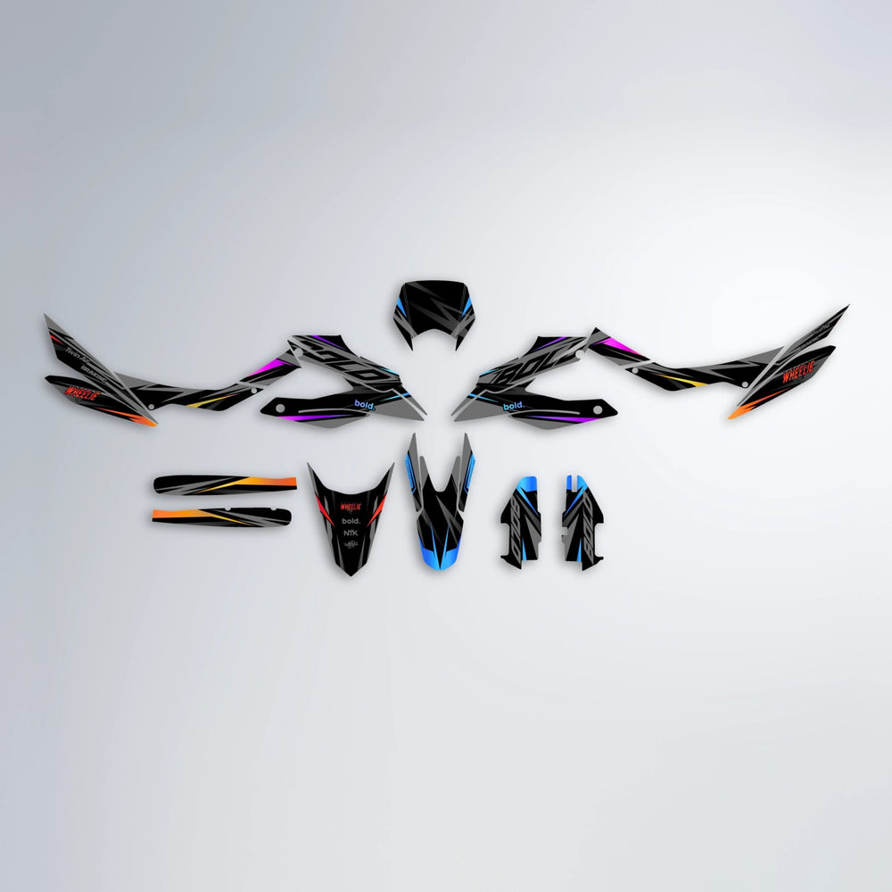 RETAIN Aprilia SX 125 graphics kit parts layout in Sunset Fade