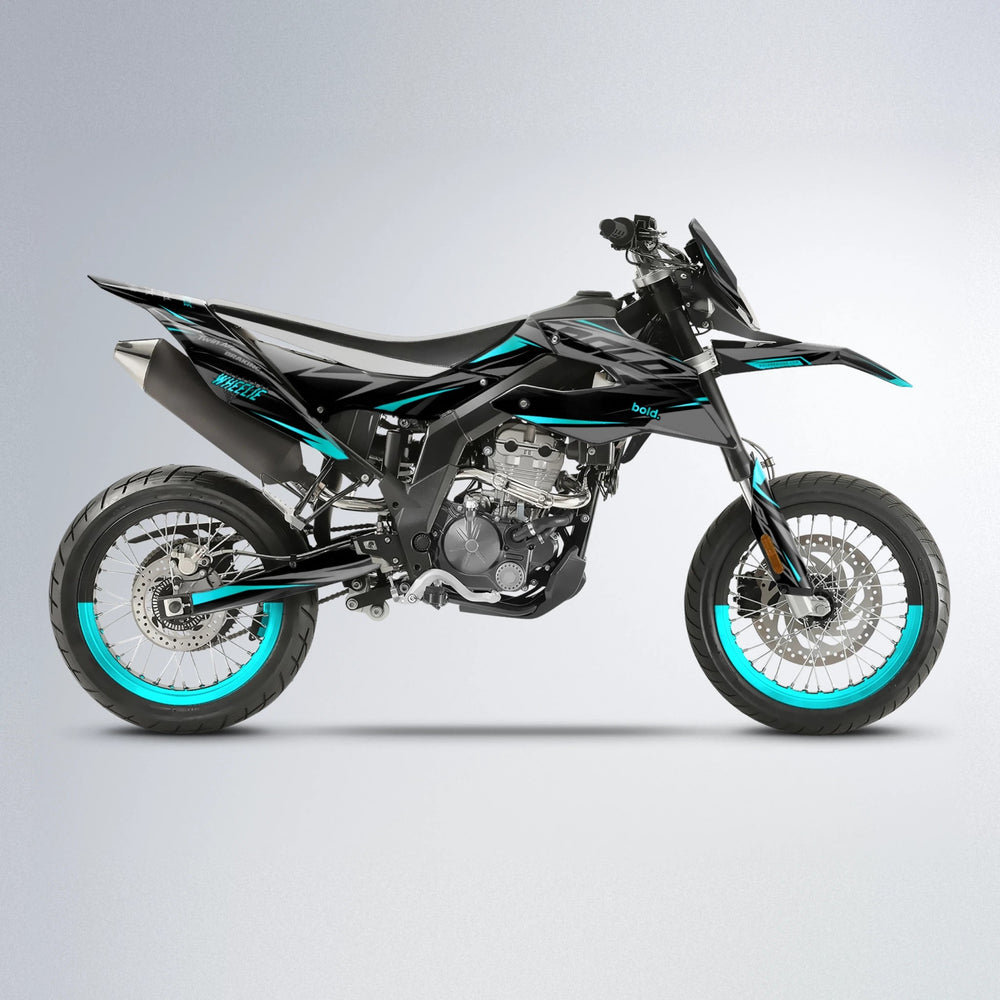 RETAIN Aprilia SX 125 supermoto graphics kit in Teal