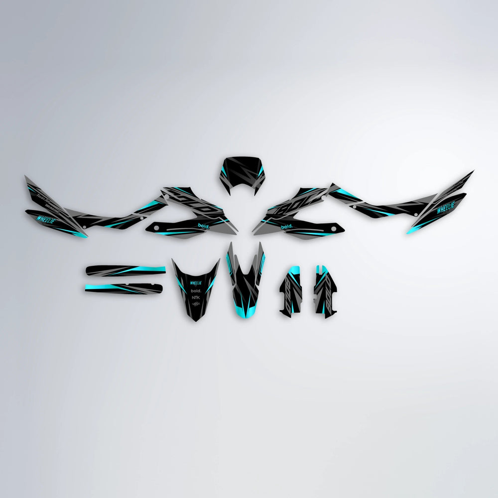 RETAIN Aprilia SX 125 graphics kit parts layout in Teal