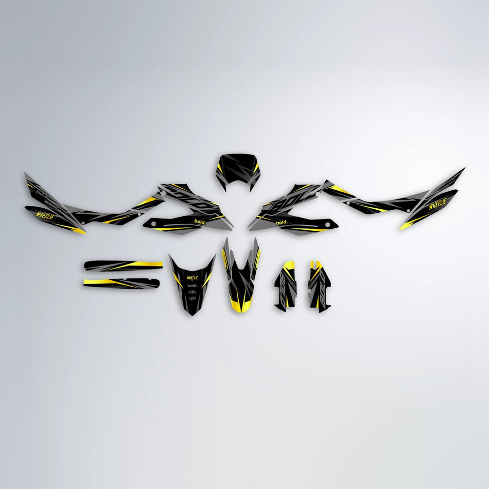 RETAIN Aprilia SX 125 graphics kit parts layout in Yellow
