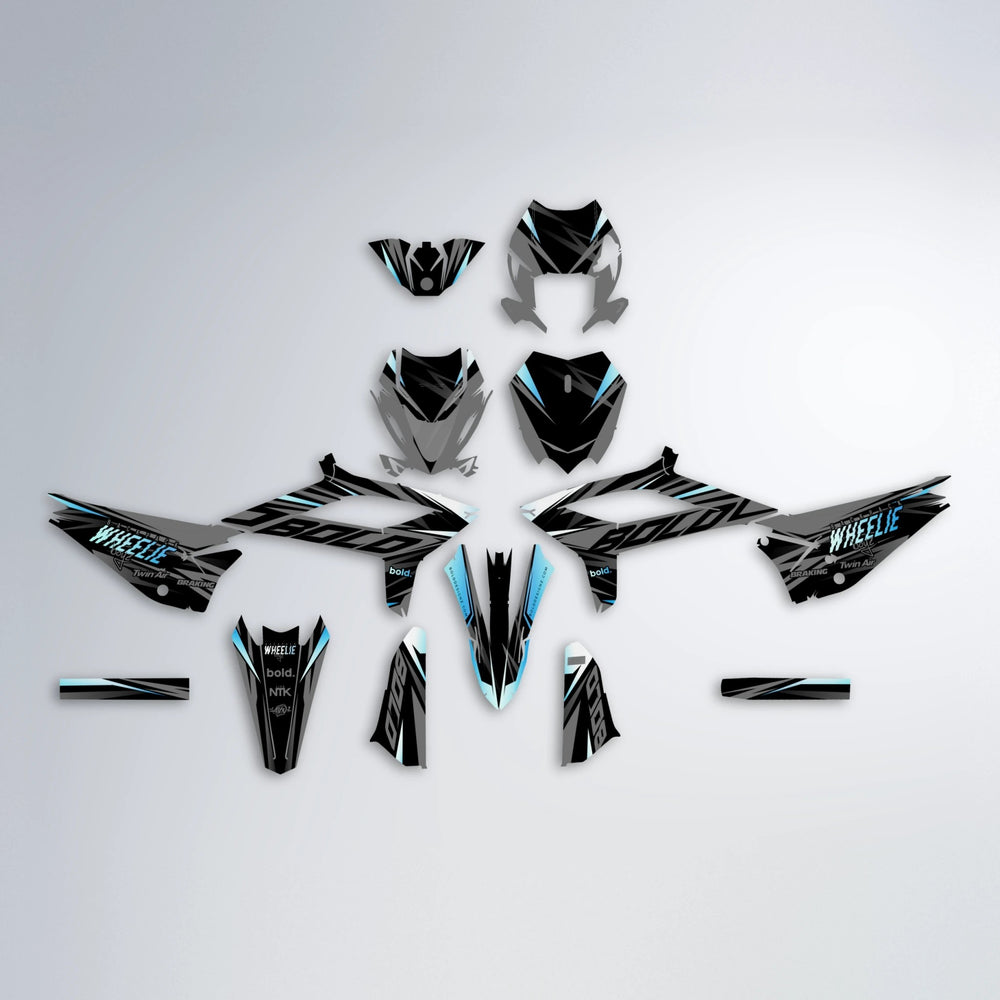 RETAIN Beta graphics kit parts layout in Light Blue & White