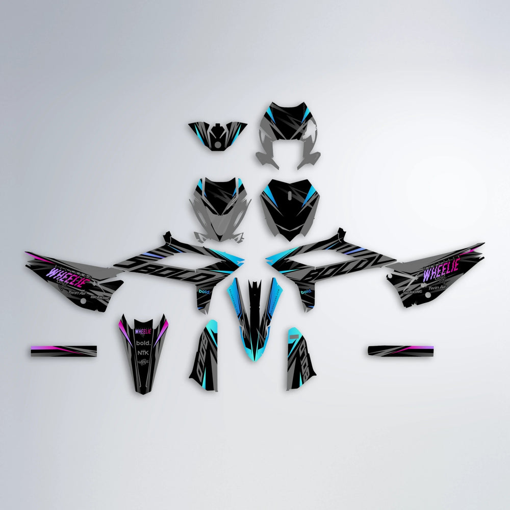 RETAIN Beta graphics kit parts layout in Pink & Light Blue