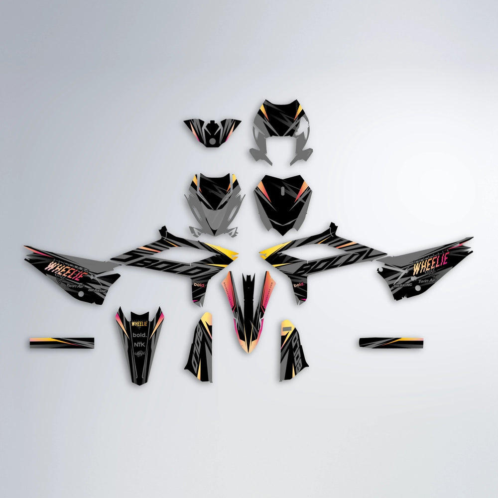 RETAIN Beta graphics kit parts layout in Pink & Yellow