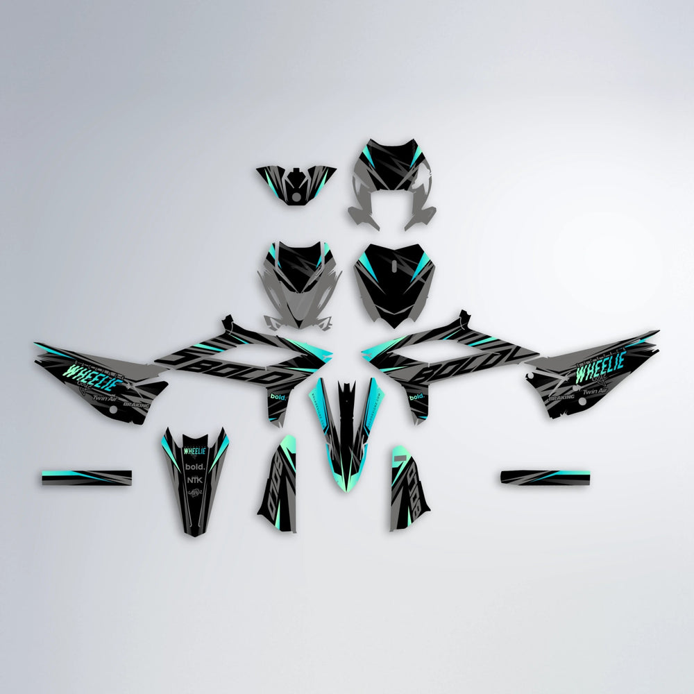 RETAIN Beta graphics kit parts layout in Teal
