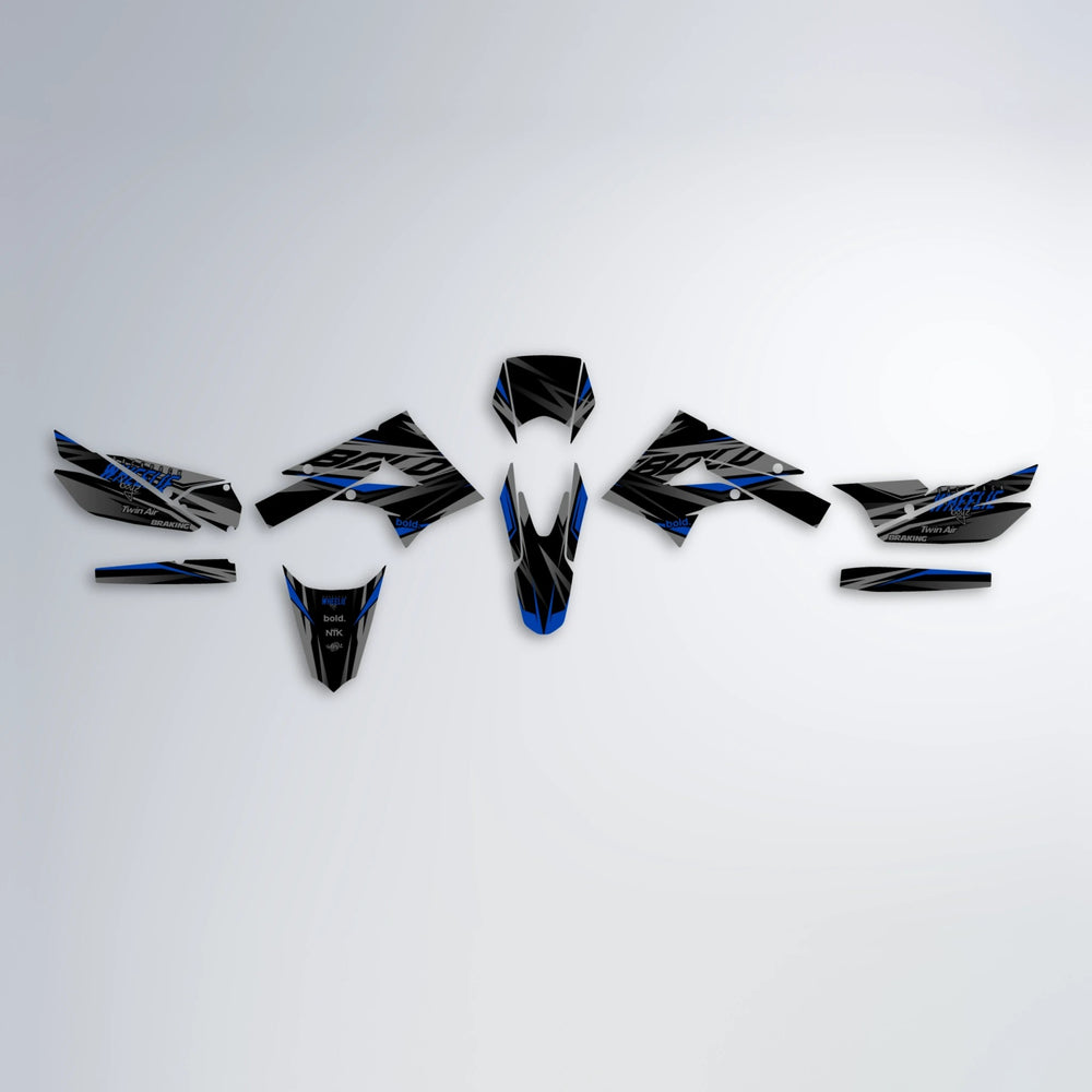 RETAIN Derbi Senda graphics kit parts layout in Custom Colour