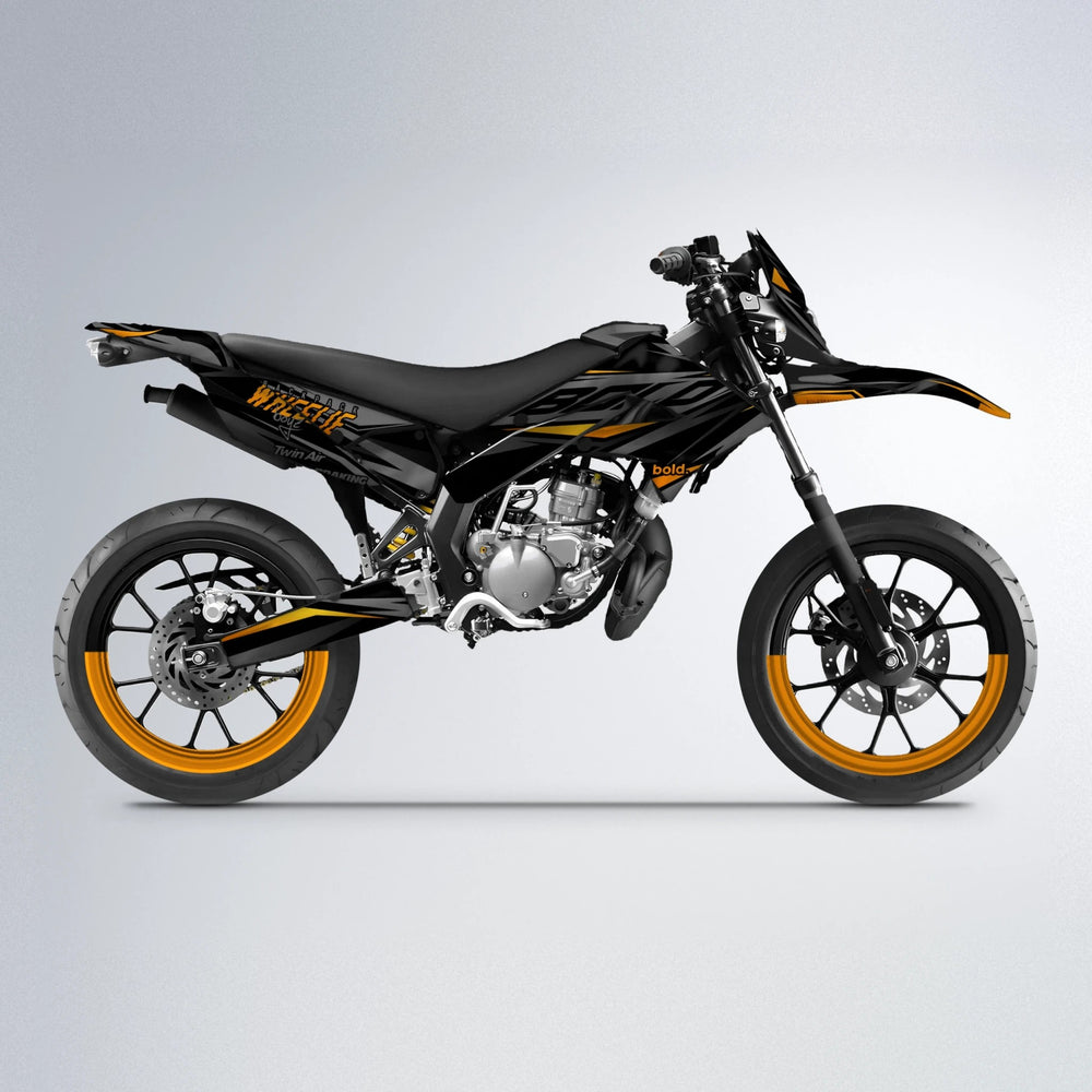 RETAIN Derbi Senda supermoto graphics kit in Orange & Yellow