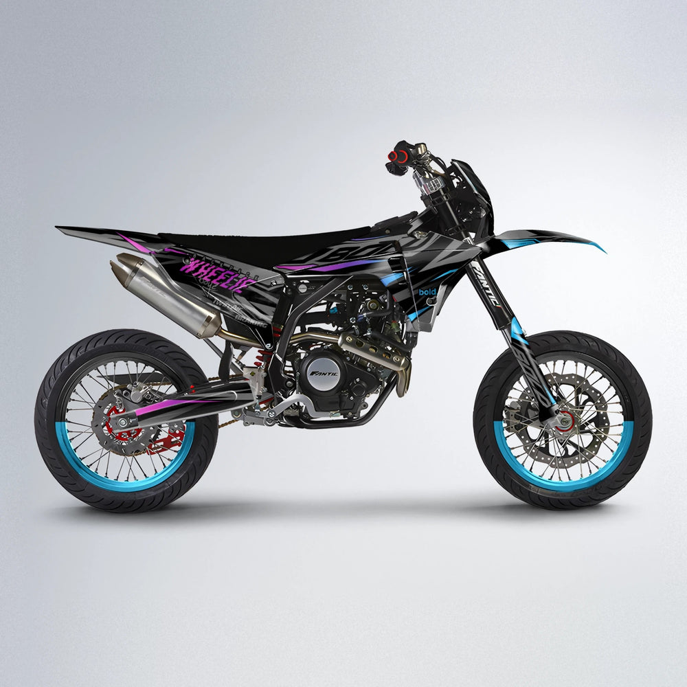 RETAIN Fantic supermoto graphics kit in Pink & Light Blue